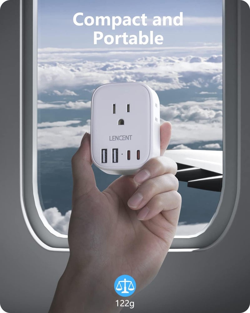 Lencent US to UK Ireland Travel Plug Adapter,Grounded Type G Adapter for Travel with 4 Outlets 4 USB Ports (2 USB C), Power Plug for USA to Dubai Scotland British London England Hong Kong Irish Qatar - Image 5